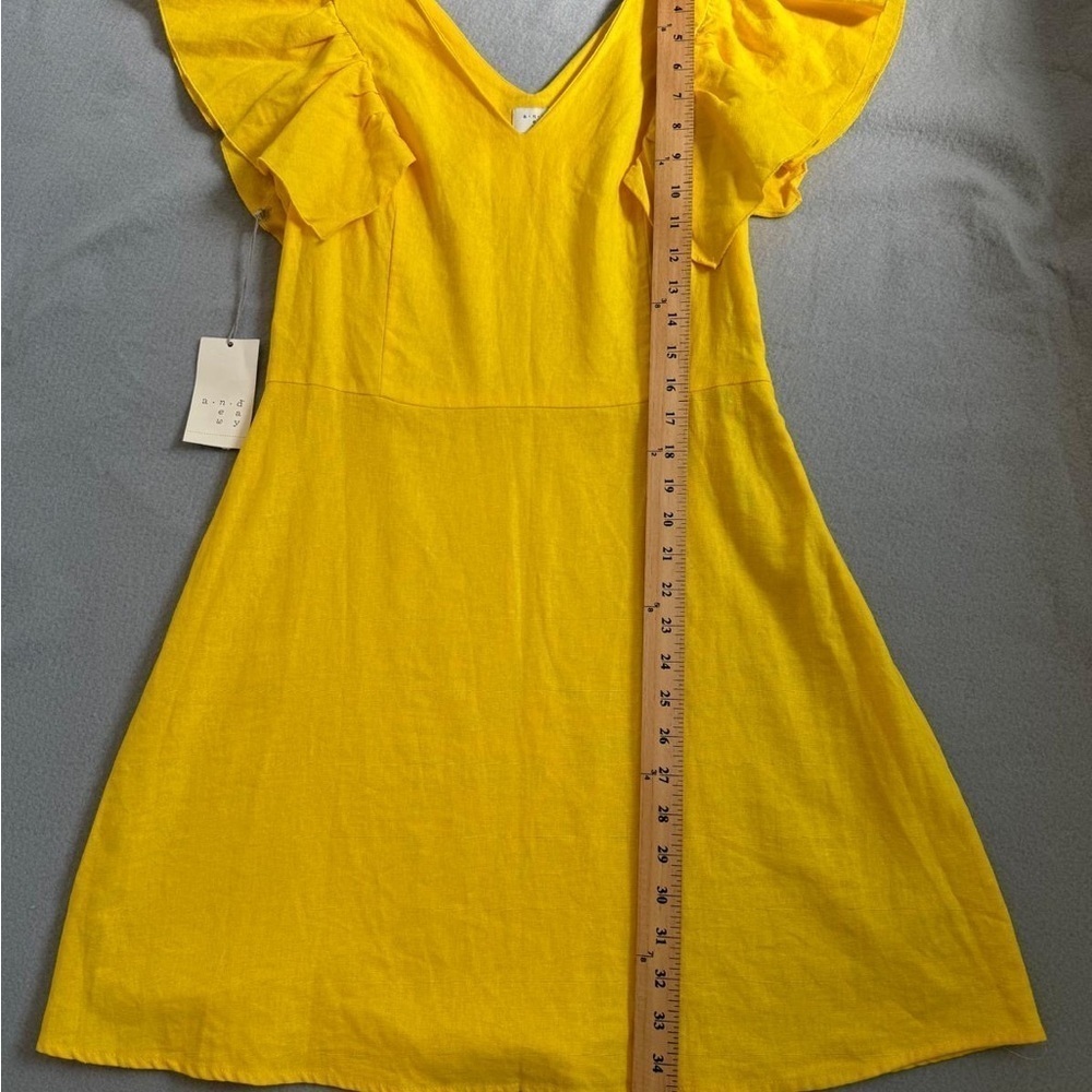 A NEW DAY Yellow Flutter Sleeve A-line Mini Dress Size 4 - Picture 7 of 10